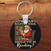 Porte-clés Funny Santa lisant 67 Meme Tee Noël Enseignant (Recto)