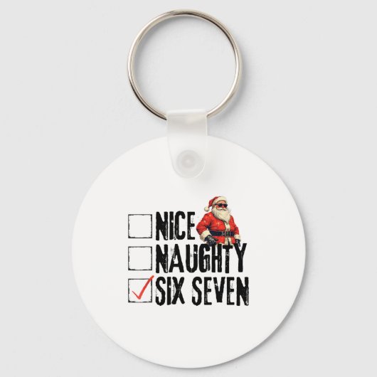Porte-clés Funny Santa Nice Naughty Six Seven Meme 67 Christm (Recto)