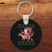 Porte-clés Funny Santa Riding Dinosaur Animal Ugly Christmas (Recto)