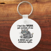 Porte-clés Funny Sarcastic Cat I Feel Like Work Got Custody O (Recto)