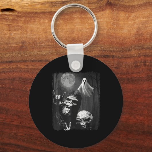 Porte-clés Funny Sasquatch &amp; Alien Rock On Hand Sign Ghos (Recto)