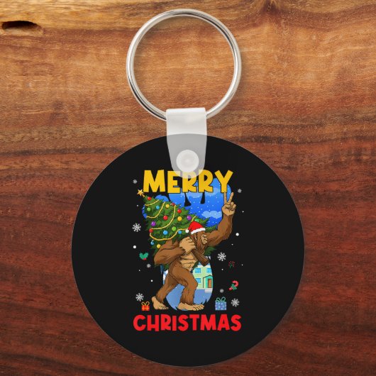 Porte-clés Funny Sasquatch Santa Bigfoot Christmas Tree Xmas (Recto)