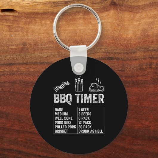 Porte-clés Funny Saying Bbq Timer Beer Grill Dad Barbecue Dri (Recto)