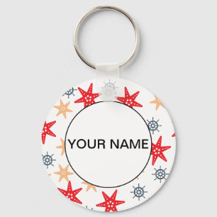 Porte-clés Funny Seastars Et Steerwheel Motif