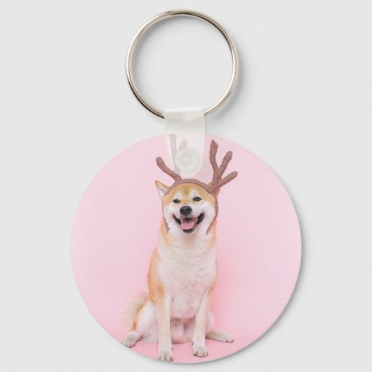 Porte-clés funny shiba inu wearing christmas deer costume (Recto)