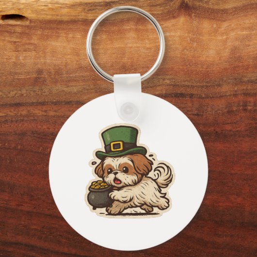 Porte-clés Funny Shih Tzu St.Patrick's Day (Recto)