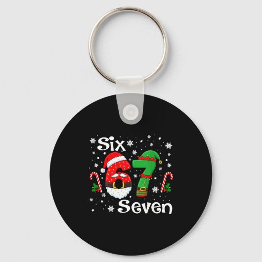 Porte-clés Funny Six Seven 67 Meme 6 7 Elf Santa Christmas Pa (Recto)