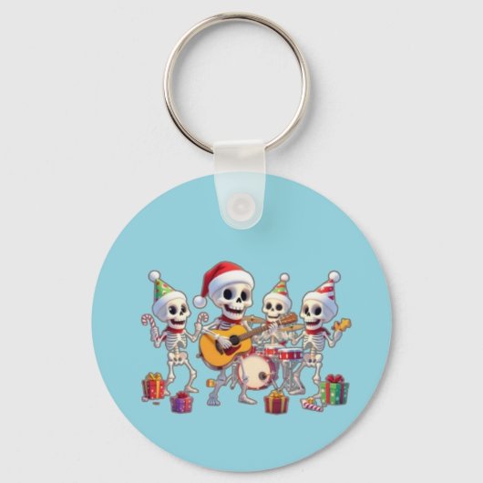 Porte-clés Funny Skeleton Band Christmas & New Year – 3D Cart (Verso)