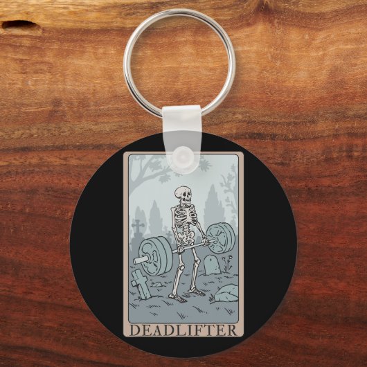 Porte-clés Funny Skeleton Tarot Card Deadlifter Bodybuilding (Recto)