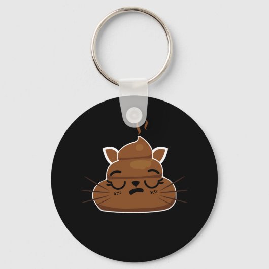 Porte-clés Funny Sleepy Cat Emoji Pajama Poo Emoticon Humour (Recto)