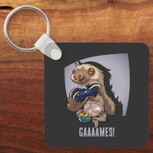 Porte-clés Funny Sloth Computer Gamer Gaaaames! Video Games (Recto)