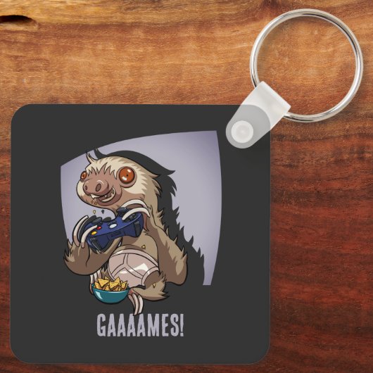 Porte-clés Funny Sloth Computer Gamer Gaaaames! Video Games (Verso)