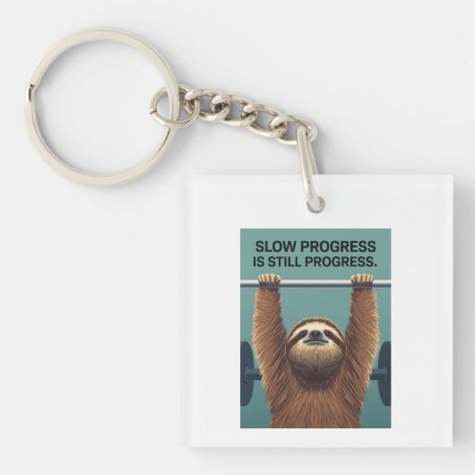Porte-clés Funny Sloth Gym Motivation Poster - Slow Progress  (Devant)
