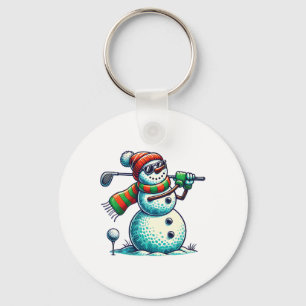 Porte-clés Funny Snoman Jouer Golf Ball Christmas Golf Love