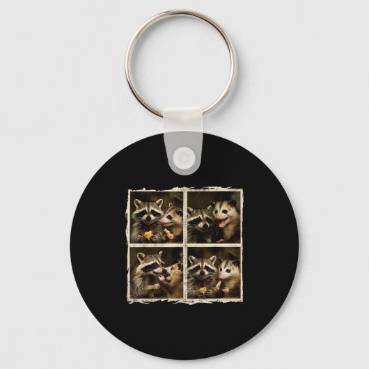 Porte-clés Funny Ssum And Raccoon Photobooth Selfie Trash Fer (Recto)