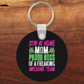 Porte-clés Funny Stay At Home Mom Boss Proud Of Awesome Famil (Recto)
