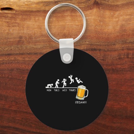 Porte-clés Funny Stickman Jumping Beer Days Of Week Friday Dr (Recto)