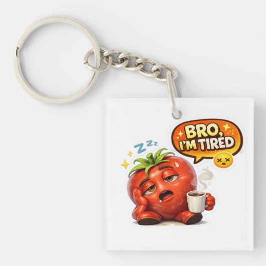 Porte-clés Funny Strawberry "Bro I'm Tired" Graphic Tee (Devant)