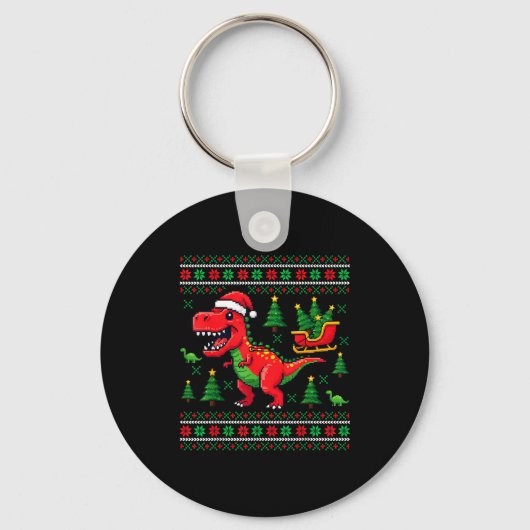 Porte-clés Funny T-rex Dinosaur Ugly Christmas Pajama Xmas (Recto)