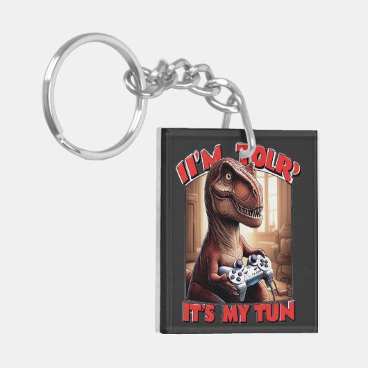 Porte-clés Funny T-Rex Gamer Quote Design (Devant gauche)