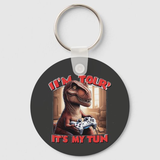 Porte-clés Funny T-Rex Gamer Quote Design (Recto)