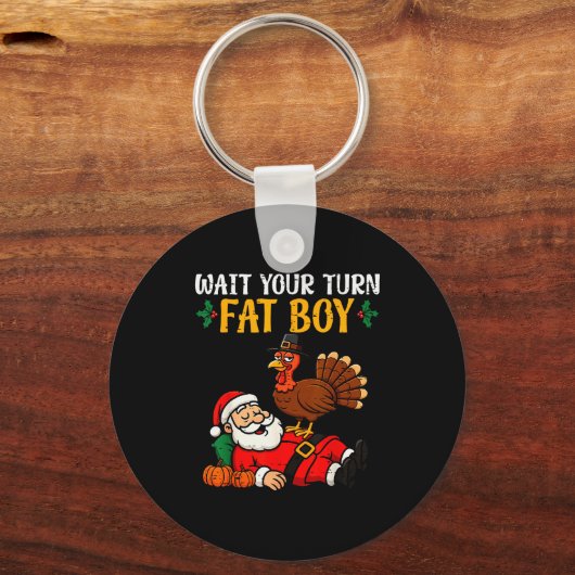 Porte-clés Funny Thanksgiving Christmas Turkey Vs Santa Men W (Recto)