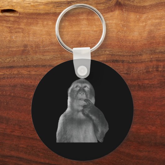 Porte-clés Funny Thinking Monkey Meme Curious Ape Brainrot  (Recto)