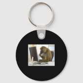 Porte-clés Funny Thinking Monkey Meme Office Curious Ape Brai (Recto)