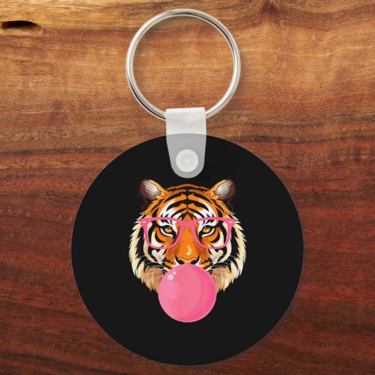 Porte-clés Funny Tiger Gles Blowing Bubble Gum Cute Tiger Fac (Recto)