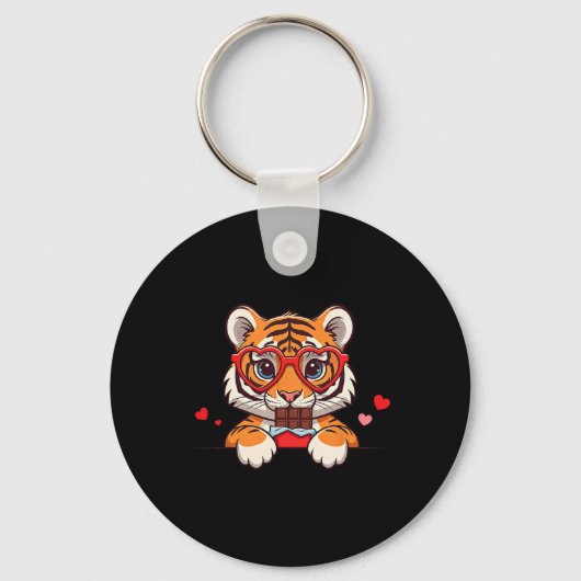 Porte-clés Funny Tiger Heart Chocolate Valentine Tiger Womens (Recto)
