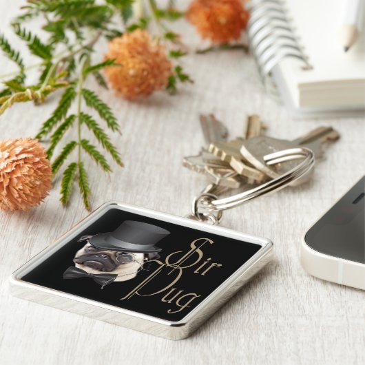 Porte-clés Funny Top Hat Monocle Sir Carlin Chien (Côté)