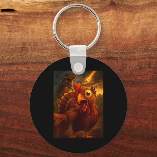 Porte-clés Funny Turkey Selfie With Dinosaur And Meteor Acaly (Recto)