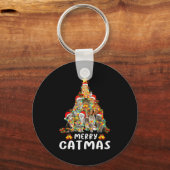 Porte-clés Funny Ugly Sweater Christmas Tree Shirt Cat Lights (Recto)