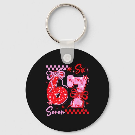 Porte-clés Funny Valentine’s Day 67 Meme 6 7 Valentine Bow He (Recto)