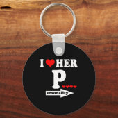 Porte-clés Funny Valentine's Day Couple Matching I Love Her I (Recto)