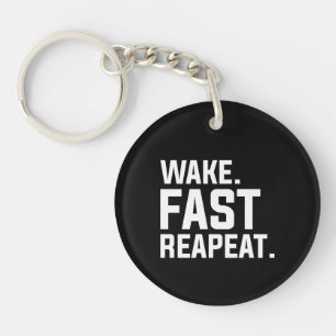 Porte-clés Funny Wake Fast Repeat Graphisme Sarcastique
