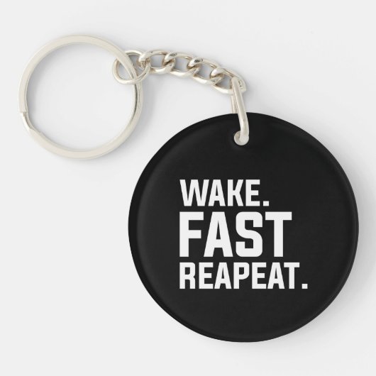 Porte-clés Funny Wake Fast Repeat Graphisme Sarcastique (Devant)