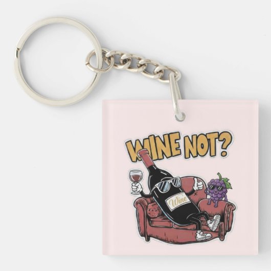 Porte-clés Funny Wine and Grapes (Devant)