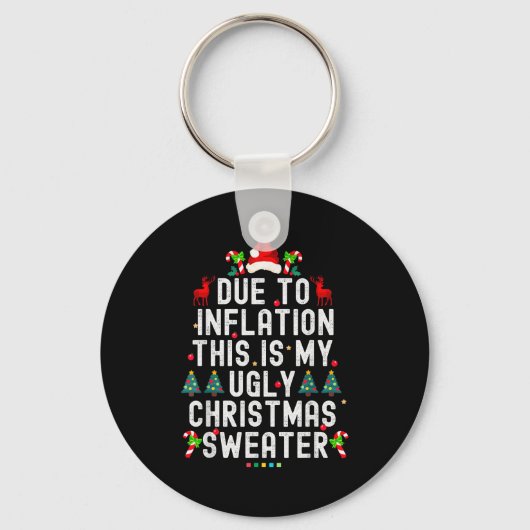 Porte-clés Funny Xmas Due To Inflation Ugly Christmas Sweater (Recto)