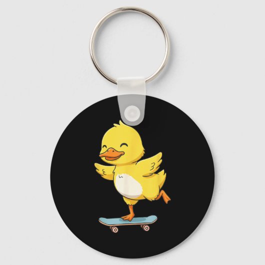 Porte-clés Funny Yellow Duck Skater Skateboard Ballerina Zoo (Recto)