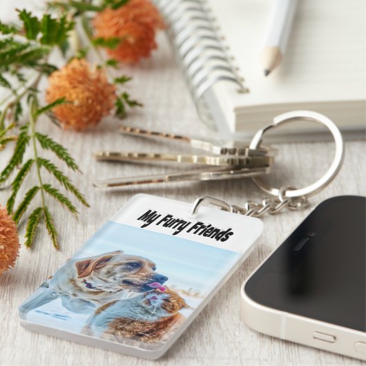 Porte-clés Furry Friends Photo Chat et Chien (Devant droit)