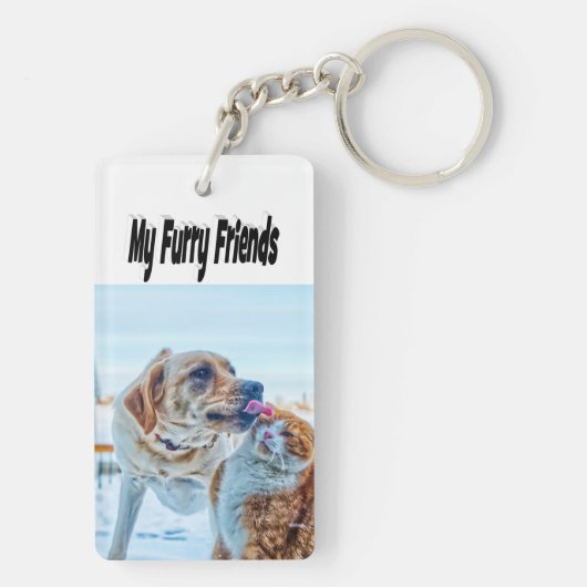 Porte-clés Furry Friends Photo Chat et Chien (Dos)