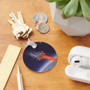 Porte-clés Fusée de science-fiction vintage dans l'espace au-