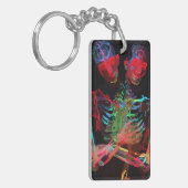 Porte-clés Fusion d'art à l'étreinte de squelette néon (Devant gauche)