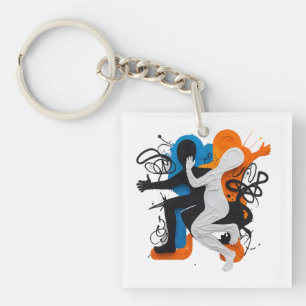 Porte-clés Fusion Rythmique : Danse d'Ombres et de Couleurs