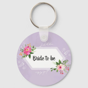 Porte-clés Futur mariée aquarelle florale violette pour une b