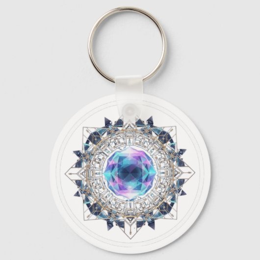 Porte-clés Futuristic Crystal Mandala – Geometric Tech Art (Recto)