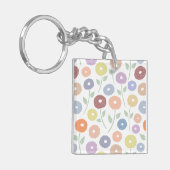 Porte-clés Fuzzy Flower Pattern Pastels on White (Devant gauche)