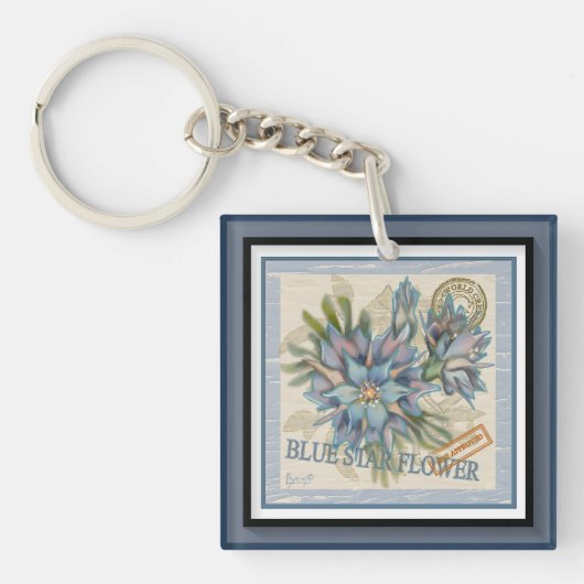 Porte-clés G Bureau de création Fleur bleue (Devant)