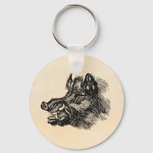 Porte-clés Gabarit de sanglier sauvage Vintage Vicious avec d